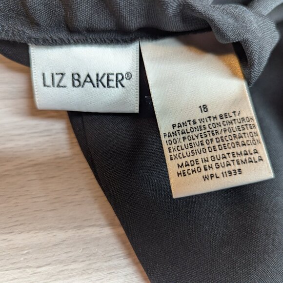 Liz Baker Black Straight Leg Dress Pants Zipper & Button Closure Women's Size 18 - Picture 3 of 15